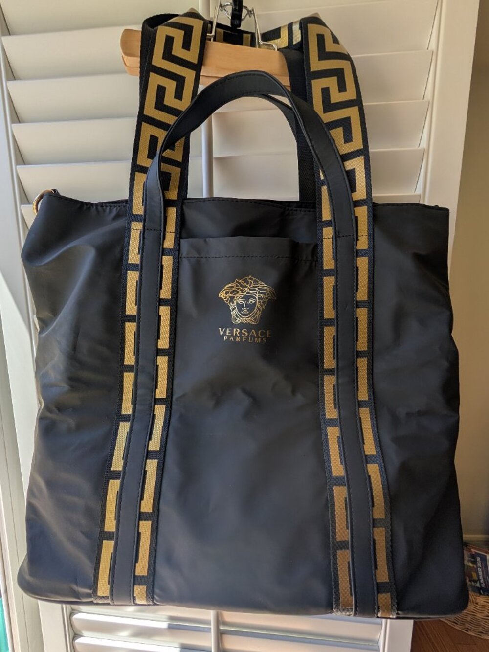 Versace fragrance Black tote/bag w/crossbody strap
